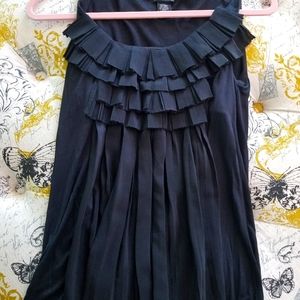 Sleeveless silk & cotton ruffle top